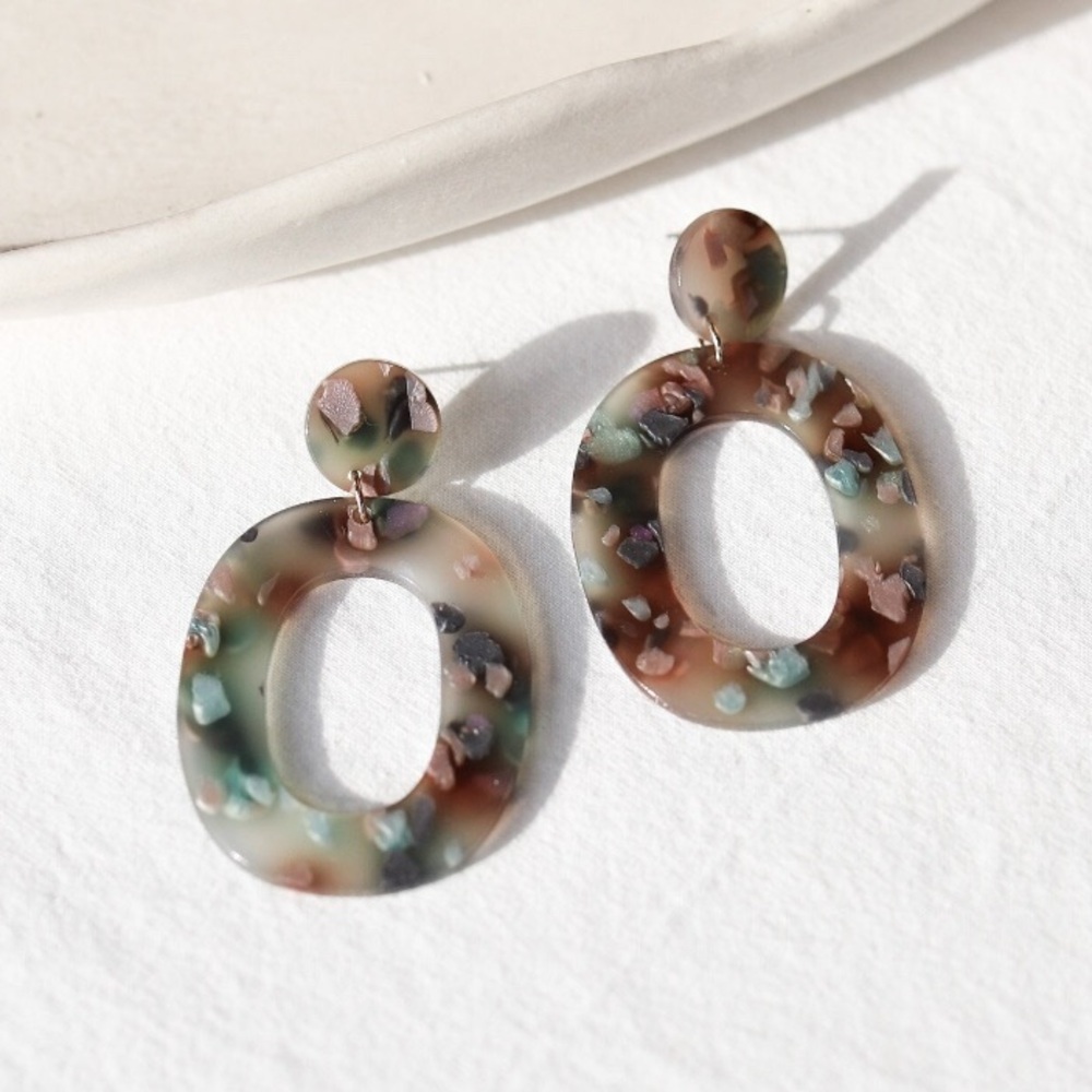 pastel confetti acrylic statement earrings